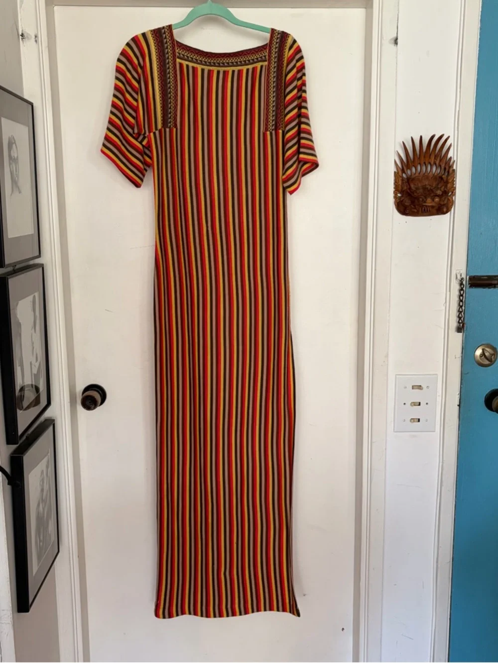 Paul & Joe Striped Knit Undershirt in Red, Yellow, Brown & Cream